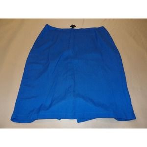Ashley Stewart 18 Skirt Blue Ramie Rayon Blue Pencil Straight Career Zip Plus